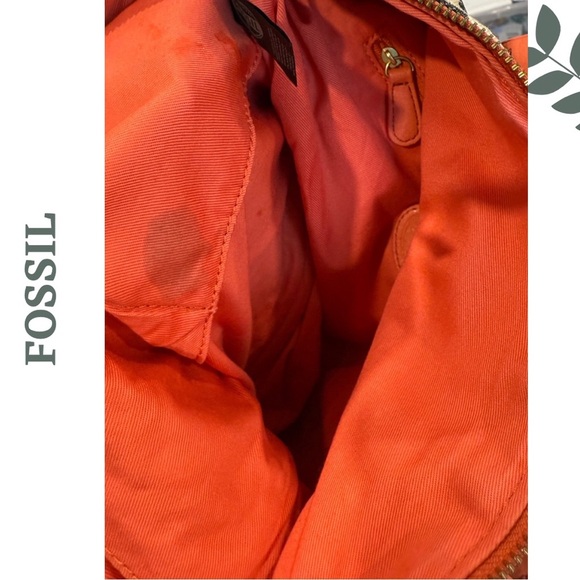 Fossil Chevron Print Canvas Tote Bag | Fold Over Convertible Crossbody Leather - Picture 10 of 10